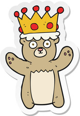 sticker of a cartoon teddy bear wearing crown