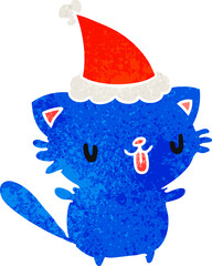 christmas retro cartoon of kawaii cat
