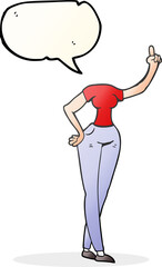 speech bubble cartoon female body with raised hand