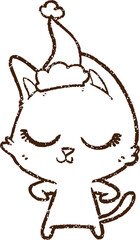 Fototapeta premium Christmas Cat Charcoal Drawing