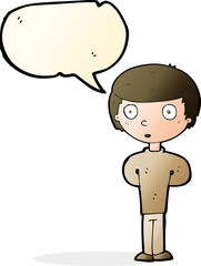 cartoon curious boy with speech bubble