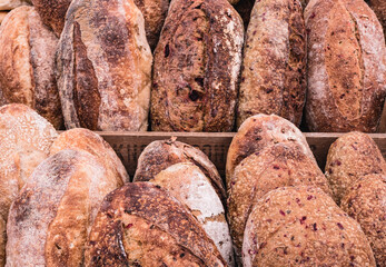 Loaves Of Freshly Baked Artisan Brown Wholemeal Bread
