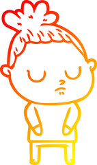 warm gradient line drawing cartoon calm woman
