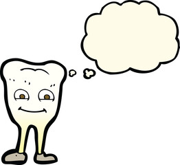 cartoon yellowing  tooth with thought bubble