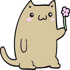 cute cartoon cat with flower