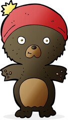cartoon cute black bear in hat