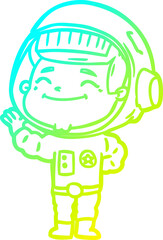 cold gradient line drawing happy cartoon astronaut