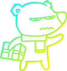 cold gradient line drawing angry bear cartoon gift