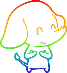 rainbow gradient line drawing cute cartoon elephant