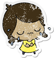 distressed sticker cartoon of cute kawaii girl