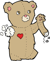 cartoon teddy bear with torn arm