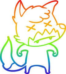 rainbow gradient line drawing cartoon dead fox