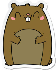 sticker of a cartoon happy gopher