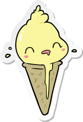sticker of a cute cartoon ice cream