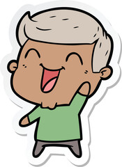 sticker of a cartoon man laughing