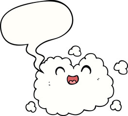 cartoon happy smoke cloud and speech bubble