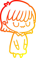 warm gradient line drawing cartoon woman