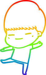 rainbow gradient line drawing cartoon smug boy