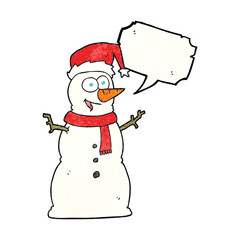 speech bubble textured cartoon snowman