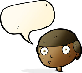 cartoon boy staring with speech bubble