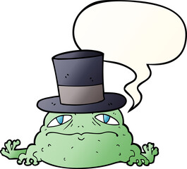 cartoon rich toad and speech bubble in smooth gradient style