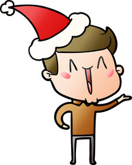 Obraz premium gradient cartoon of a excited man wearing santa hat