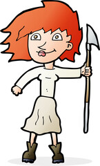 cartoon woman with spear