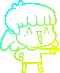 cold gradient line drawing cartoon woman