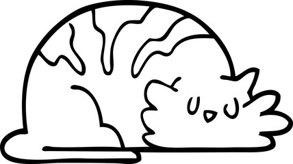 line drawing cartoon sleepy cat