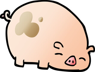 vector gradient illustration cartoon pig