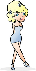 cartoon woman posing in dress