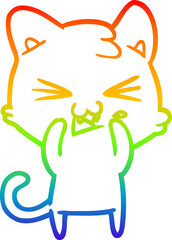 rainbow gradient line drawing cartoon cat