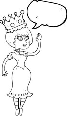 speech bubble cartoon vampire queen waving