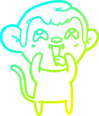 cold gradient line drawing crazy cartoon monkey