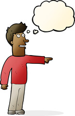 cartoon man pointing with thought bubble
