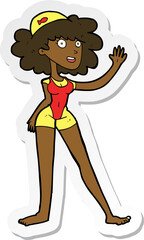sticker of a cartoon swimmer woman