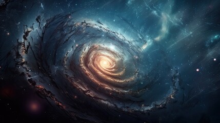 A Magic Universe Unveiled: A Spiral Galaxy of Stars Against a Night Sky. Generative AI