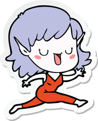 sticker of a cartoon elf girl