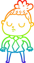 rainbow gradient line drawing cartoon calm woman