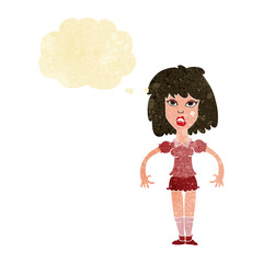 cartoon girl fight with thought bubble