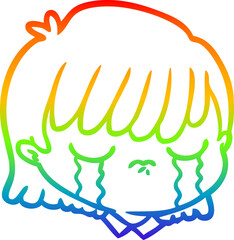 Fototapeta premium rainbow gradient line drawing cartoon female face