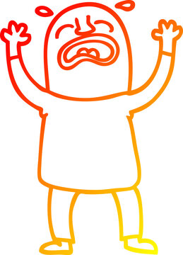 recommend clip art: warm gradient line drawing cartoon crying man