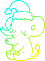 cold gradient line drawing cute christmas elephant