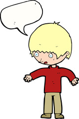 cartoon confused boy with speech bubble