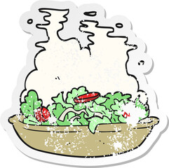 retro distressed sticker of a cartoon salad