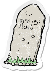 retro distressed sticker of a cartoon spooky grave
