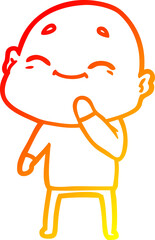 Obraz premium warm gradient line drawing happy cartoon bald man