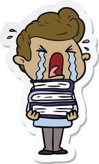sticker of a cartoon crying man