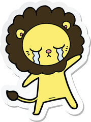 sticker of a crying cartoon lion