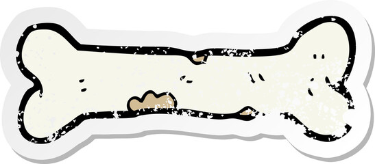 distressed sticker of a cartoon bone